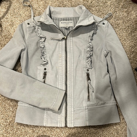 Gray Ruffled Women's Jacket - Picture 1 of 3